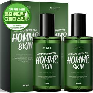 TEMU [1+1 구성] 아우페 옴므 워터릭 그린티 스킨 토너 200ml 2개 남성 남자 대용량 수분 진정 보습 올인원