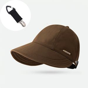 TEMU 2개입 (여성 여름 야구 모자 및 모자 분실 방지 클립), 캐주얼 올매치 와이드 브림 포니테일 오픈 디자인, 통기성 좋은 와이드 브림 휴대가 편리한 착용감, 접이식 및 휴대 가능, 데일리 여행 및 스포츠 피트니스 골프에 적합