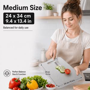 TEMU 고품질 식품 등급 스테인리스 스틸 양면 도마, 부드러운 표면으로 세척 용이, 가정 주방 요리 및 야외 캠핑에서 음식 준비에 안전, 크리스마스, 할로윈, 부활절, 추수감사절 등 휴일에 적합