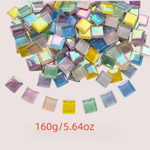 TEMU 수제 매직 유리 타일 160g/5.64oz - 반짝이는 DIY 공예, 주얼리 제작, 벽 예술용, 매직 컬러 효과 포함, 페인팅용 0.59인치 소형 유리 사각형, 창작 프로젝트용, 장식 장식품용, DIY 공예 재료