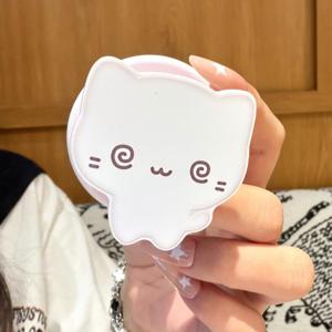 TEMU 여아 하트 핑크 물방울 무늬 만화 고양이 휴대폰 거치대, 데스크탑 접이식 스탠드