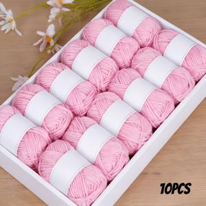 TEMU 밀크 니트 수제 뜨개질 세트 10개 – 부드럽고 폭신폭신한 직조 및 코바늘 DIY 인형 뜨개질 프로젝트용, 스카프, 러그, 인형, 기타 휴일 장식 등에 적합. 다양한 색상 선택 가능: 화이트, 핑크, 옐로우, 블루, 그린, 퍼플, 레드 등
