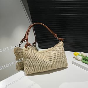 TEMU 여성용 손으로 짠 스트로 토트백, 스타일 단색 숄더 & 언더암 가방, 여름 캐주얼 대용량 비치 크로스바디 지갑, 휴가, 데일리 및 야외용 경량 다용도 핸드백