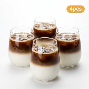 TEMU FGFW 350ml 고투명 유리컵 2개/4개/6개 세트, 고붕규산 유리, 우아한 곡선, 유리제품, 와인잔, 파티, 결혼식, 모임, 피크닉, 아이스 커피, 모히토, 주스, 위스키용, 서로를 위한 선물
