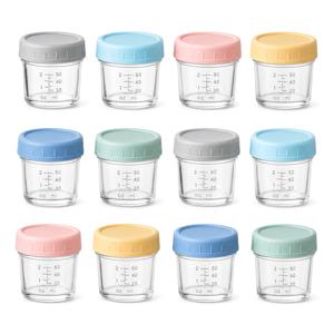 TEMU 6/12개입, 4Oz 유리 식품 보관 용기, 뚜껑 포함 유리 병, 소형 식품 병, 스낵 용기, 전자레인지, 식기세척기 및 냉동고 사용 가능