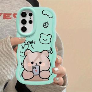 TEMU 사랑스러운 검은 곰 만화 폰 케이스 삼성 갤럭시 S20 FE S21 S23 S22 S24 S25 S23+ 울트라 S24 플러스 5G 코어용 - 소프트 폰 커버