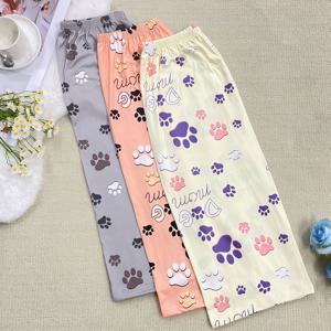 TEMU 귀여운 만화 강아지 발자국 프린트 카프리 팬츠 여성 세트 3pcs, 95% 5% 원단, 부드럽고 편안한 중간 정도의 신축성, 홈웨어에 적합