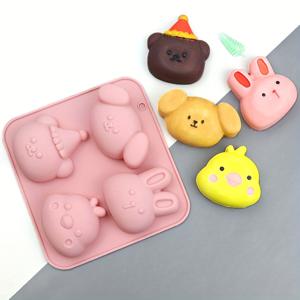 TEMU 케이크, 찐빵, 눌结婚糕, 버블티 케이크, 젤리, 초콜릿, 아로마테라피 에폭시 수지, 수제 콜드 프로세스 비누용 만화 조합 실리콘 몰드 4개 세트, 식품등급 DIY 주방 베이킹 도구