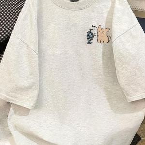 TEMU 여성용 귀여운 고양이 그래픽 티셔츠 - 