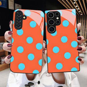 TEMU 휴대폰 케이스 - 블루 폴카 도트 패턴 휴대폰 케이스, 갤럭시 S9+/S10/S20+/S20 울트라/S21 5G/S21+/S22/S23 플러스/S24 플러스/S25/S25 엣지/노트 9/노트 10/노트 10+/노트 20/노트 20 울트라에 적합, 낙하 방지 강화 유리 커버, 트렌디한 패션 외관