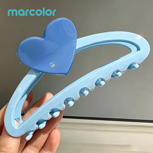 TEMU Marcolor 유광 라지 하트 컷아웃 헤어 집게 클립, 다양한 색상 선택 가능, 우아한 뒤머리 번 상어 클립, 여성을 위한 다용도 헤어 액세서리