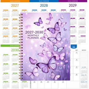 TEMU 보라색 표지 디자인의 2027-2030년 월간 플래너, 4년 월간 달력, 연간 달력 플래너, 월별 탭, 48개월 달력 포함, A5 사이즈, 스파이럴 제본