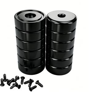 TEMU 카운터썬크 홀, 광택 처리된 메탈 원형 베이스 컵 벽걸이 자석, 희토류 자석, 간편한 걸이용 나사 포함의 강력 네오디뮴 자석 - 사무실 및 가정용 공구실 보관, 액자에 적합, 스타일리시한 메탈 텍스처