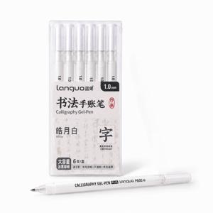 TEMU LANGUO 블랙 앤 화이트 6색 중성 플래너 펜, 다이어리 계획에 전용, 사무실 및 학교 플래너에 적합, 섬세하고 부드러운 필기감. 다이어리 펜 세트