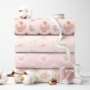 TEMU 쉐비 시크 핑크 로즈 프린트 패브릭 4개 세트 - 18x22인치(55x45cm) 빈티지 쉐비 시크 핑크 로즈 & 빅토리아풍 여인 패턴 폴리에스터 사전 재단 원단 - DIY 재봉, 스크랩북킹, 식탁보, 공예용