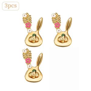TEMU 3개 토끼 모양 잠금 장치, 골든 플라워 토끼 회전 잠금 장치, 지갑, 핸드백, 가죽 제품, 수제 가방, 지갑 및 크로스바디 가방의 장식용 금속 클로저 하드웨어에 적합, DIY 지갑 제작