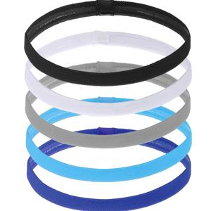 TEMU 5개 세트, 다양한 색상, 미끄럼 방지 실리콘 스트립이 있는 탄성 땀 흡수 스포츠 헤어밴드, 캐주얼 및 피트니스 헤어밴드, 터번 스타일 땀 흡수 밴드