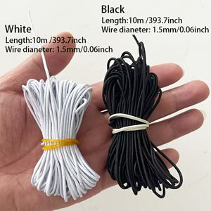 20미터 / 787.4인치 두꺼운 탄성 코드 (1.5mm 두께 고무 밴드, 대량), 2롤 (1롤 검정색 + 1롤 흰색) 탄성 로프 원형 탄성 밴드, 공예, 주얼리 제작, 비즈, 헤어 장식 및 기타 창의적인 필요에 적합