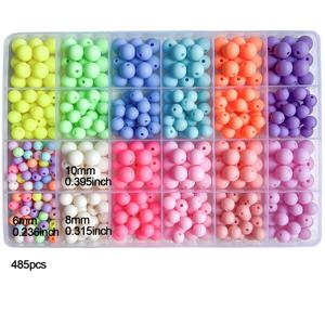 TEMU DIY 주얼리 제작용 마카롱 무광 아크릴 구슬 485개 벌크 세트 - 팔찌, 목걸이, 공예, 레진 & 와이어 랩핑용 6mm 8mm 10mm 홀룩 구슬 포함 485개 원형 구슬 키트 (수정 없음)