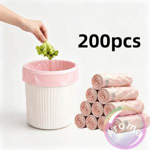 TEMU 200개 아이스 베리 핑크 향 드로스트링 쓰레기 봉투, 고밀도 및 두꺼운 재질, 냄새를 고정, 다양한 시나리오에서 모든 가정 청소 및 보관에 적합