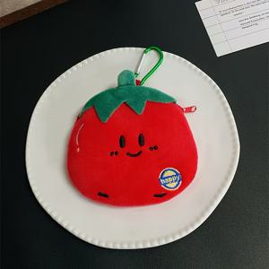 TEMU 창의적인 토마토 모양 제로 파우치 - 독특한 토마토 모양 소품 수납 가방, 튼튼하고 내구성 강함, 동전, 이어폰, 립스틱 보관에 적합. 발렌타인데이 또는 생일 파티에서 여자친구에게 주기 좋은 선물