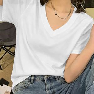 TEMU 홈 컴포트 다용도 이지 V넥 티셔츠, 캐주얼 웨어 및 휴가에 적합, 편안한 소재, 여성 캐주얼 의상, 다용도 여성 V넥 티셔츠