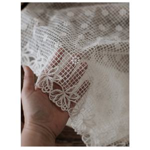 TEMU 1개 흰색 플로럴 및 체크 자수 원단, 수용성 레이스 원단, 미리 재단, 폭 130Cm/51Inch, 길이 0.5Yd, 얀 카운트 28, 비탄성, 쿠션, 던지기 베개, 소파, 테이블보 등에 적합