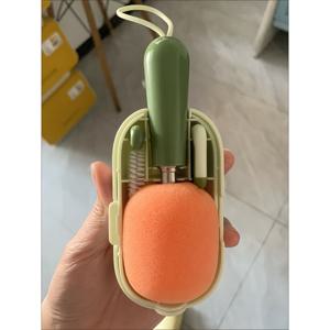 TEMU 4-In-1 휴대용 병 브러시 클리너 세트, 긴 확장형 손잡이 물병 청소 브러시, 스펀지 컵 브러시, 테두리 및 틈새 브러시, 아기 병, 텀블러, 유리 용품용 여행용 케이스