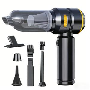 TEMU 6000Pa 2-in-1 휴대용 핸드헬드 무선 충전식 청소기, 2000mAh*2 고용량 배터리 장착, 흡입/송풍/진공 밀봉 기능, 다용도 액세서리 풀세트 포함, 자동차/가정/사무실/전자기기/반려동물 털 청소용