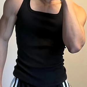 TEMU [Xingmeng Zhi OBM] 여름 민소매 골지 베이스 레이어 피트니스 트레이닝 캐주얼 스트레치 통기성 스포츠 스퀘어넥 조끼