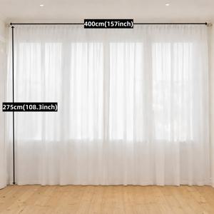 TEMU 1개 특대형 화이트 시어 커튼 (최대 315인치/800cm) - 로드 포켓 우아한 보일 드레이프, 빛 필터링 및 사생활 보호, 넓은 거실, 침실 및 복도용 통기성 창문