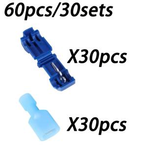 TEMU 60개/30세트 T자형 커넥터 퀵 커넥터 16-14AWG 자동 스트리핑 퀵 압착 단자, 자동차 T자형 단자, 배선 단자에 적합