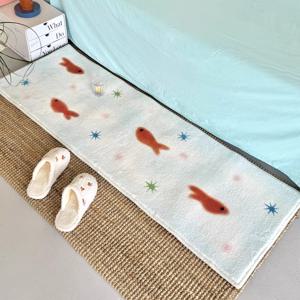 TEMU 900G 벨벳 8mm 귀여운 금붕어 및 코이 카펫, 침실 장식, 침대 옆, 거실, 옷장, 서재, 레저 카펫, 발코니, 베이 윈도우용 푹신하고 부드러운 매트, 미끄럼 방지 및 세탁 가능한 매트