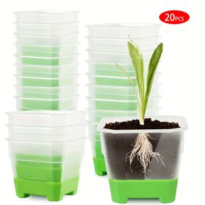 TEMU 10pcs/20pcs 강화된 투명한 유아용 그늘에 시리우스 베이스가 있는 재사용 가능한 사각형 씨앗용 그늘에 배수 구멍이 있는 그늘