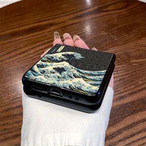 TEMU 휴대폰 케이스 - 물결 및 기하학적 패턴 배경 패턴 디자인, 삼성 , 삼성 Z Flip4, W23 Flip, 삼성 Z Flip5, W24 Flip, 삼성 , 삼성 Z Fold2, W21, 삼성 Z Fold3, W22, 삼성 Z Fold4, W23, 삼성 Z Fold5에 적합