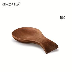 TEMU KEMORELA 1/2개 나무 숟가락 받침대 – 주방 카운터용 러스틱 팜하우스 스타일 스패츌러, 커피 스푼, 국자 홀더 – 곡선 디자인의 브라운 우드, 모던 다이닝 테이블 장식에 완벽