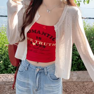 TEMU 아이스 섬유 원단 얇은 겉옷 카디건 속이 빈 튤 커버업 스몰 숄 탑