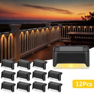 TEMU HOTU 야외용 태양광 계단등 12개, IP44 LED 데크등 LED 스텝라이트, 계단용 태양광 펜스등, 발코니 장식, 태양광 야외 복도 벽등, 레일 상업용 조명 태양광 펜스등