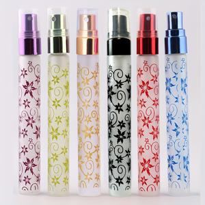 TEMU 랜덤 혼합 색상 향수병 6개 세트, 10ml 반투명 프린팅 유리 향수병, 전기도금 알루미늄 캡 포함, 둥근 향수 리필병