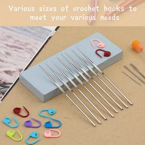 TEMU 22개 레이스 코바늘 세트, 0.5mm-1.25mm 코바늘 세트, 스티치 마커 10개 및 대형 바늘 3개 포함, 초보자용 코바늘 입문 세트에 적합, 묶기용으로 완벽 (액세서리 색상 랜덤)