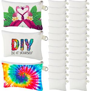 TEMU 10개 DIY 스블리메이션 캔버스 가방, 지퍼, 열전달 블랭크 포치, 보석, 메이크업, 연필 보관용, 비전전 전자 직물 공예 가방, 완벽한 선물 아이디어