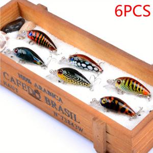 6개 인공 미끼 물고기 배스 스윔베이트 탑워터 루어 하드 플로팅 우블러, 잉어 배스 파이크 낚시 루어