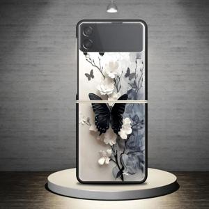 휴대폰 케이스 - 삼성 갤럭시 Z Flip5, Z Flip 5G, Z Flip4, , 용 튼튼한 케이스 (잎사귀 위에 날개 있는 나비 디자인)