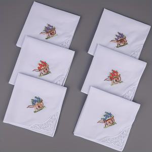 6개입 손수건, 자수 꽃무늬 사각 스카프, 28x28cm/11x11in, 크리스마스, 추수감사절, 파티 결혼식용