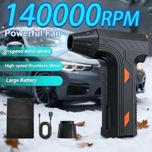 TEMU 휴대용 140000RPM 터보 제트 팬 충전식 핸드헬드 에어 블로워 USB 충전 미니 선풍기, 제설용 바비큐 야외 냉방용
