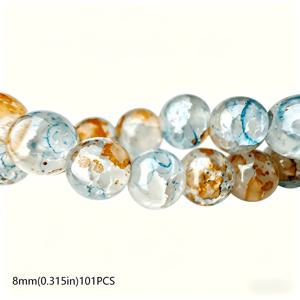 부티크 장식용 구슬 6mm 136개/8mm 101개/10mm 81개 라이트 블루와 웜 브라운/오렌지 차가운 색조와 따뜻한 색조의 충돌, 독특한 레트로하고 신선한 질감의 블루 브라운 투톤 염색 아이스 크랙 구슬, 반짝이는 럭셔리 천공 루즈 비즈, 주얼리 제작 DIY 팔찌 수제 목걸이 귀걸이 커튼 휴대폰 케이스 공예 액세서리용 비즈 및 비즈 모음