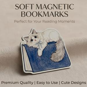 TEMU 1개 Ragdoll 고양이 자석 책갈피, 책 위에 쉴러 있는 고양이 장식, 책, 저널, 플래너, 노트북 페이지 표시에 적합, 독서, 학습 또는 학교, 사무실 또는 가정 책상 문구 사용