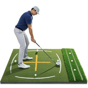 TEMU 스윙 가이드 라인이 있는 4x5ft 골프 타격 매트 - 10mm 두께 미끄럼 방지 베이스, 실내외용 인조잔디 연습용 매트