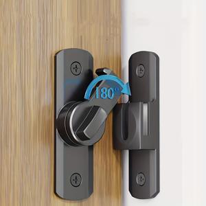 TEMU 고강도 도난 방지 도어 핸들 4개 세트, 90°/180° 조절식 볼트 수동 제어, 도장 표면 처리, 견고한 금속 구조, 욕실 및 가정 보안용, 모던한 디자인, 매끄러운 금속 표면, 내구성 있는 잠금 장치
