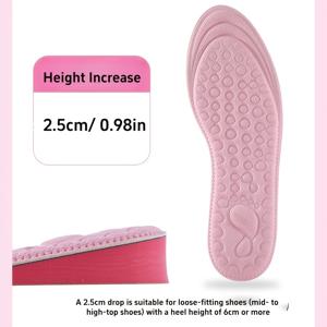 여성을 위한 핑크 EVA 깔창 1켤레, 겨울에 완벽, 풀 길이, 보이지 않는 편안한 신발, 특히 소녀스러운 여성에게 적합. 미드탑, 로우탑, 하이탑 신발, 스니커즈 및 기타 신발에 적합